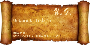 Urbanek Irén névjegykártya